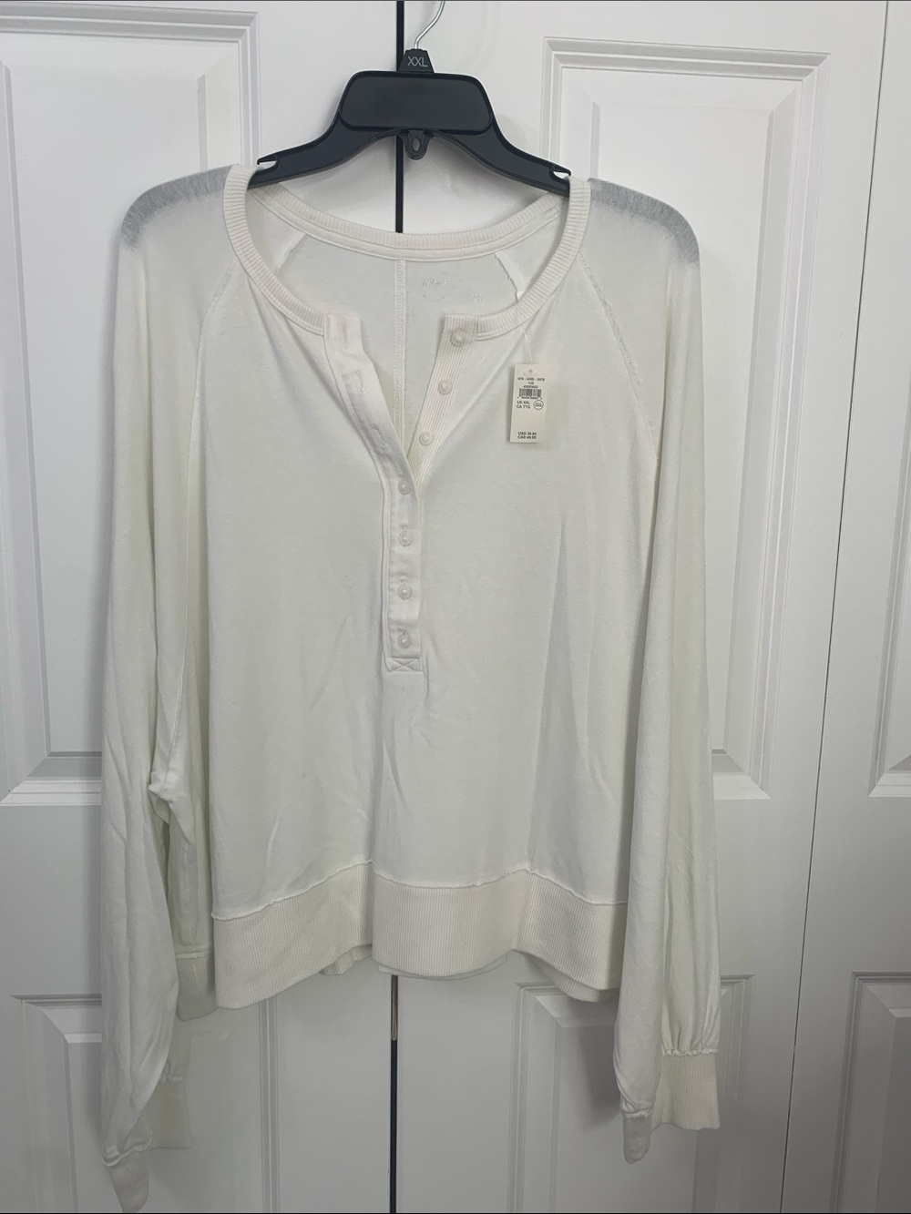 aerie Cream Long-Sleeve Henley Top